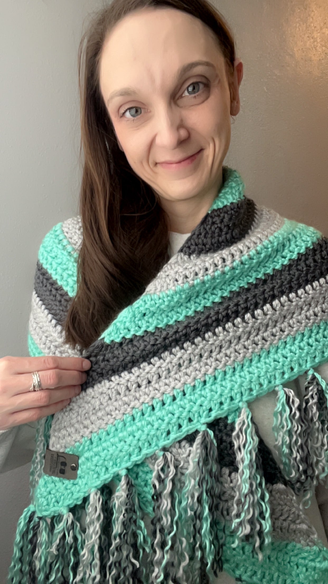 Teal & Grey Shawl Scarf