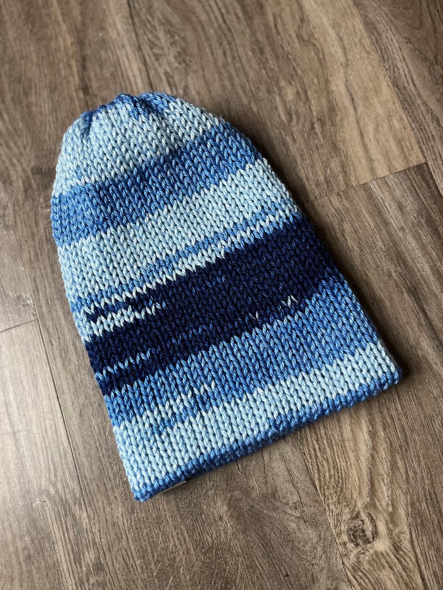 Adult Knitting Machine Beanie - Blue Multicolor