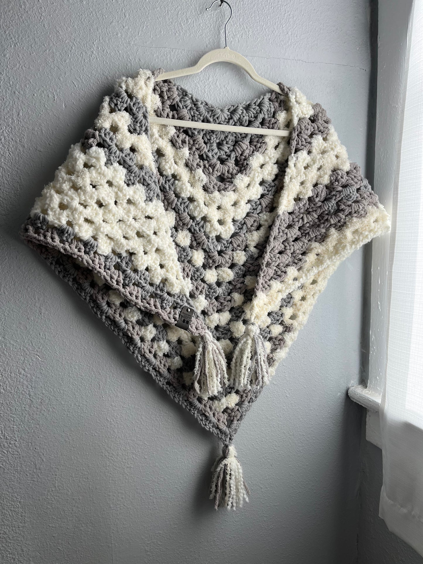 Bulky Boho Shawl Scarf - Neutral