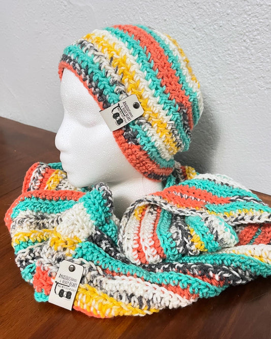 Boho Infinity Scarf & Slouch Hat Set