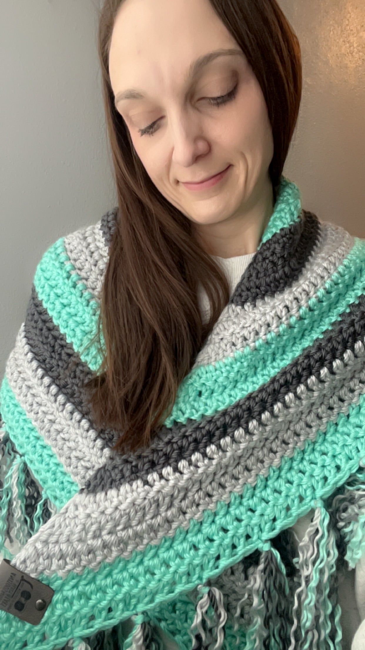 Teal & Grey Shawl Scarf