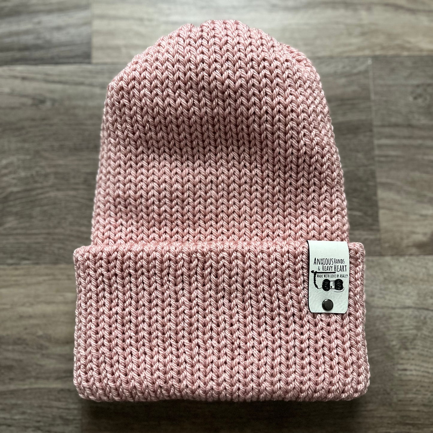 Adult Knitting Machine Beanie - Dusty Rose