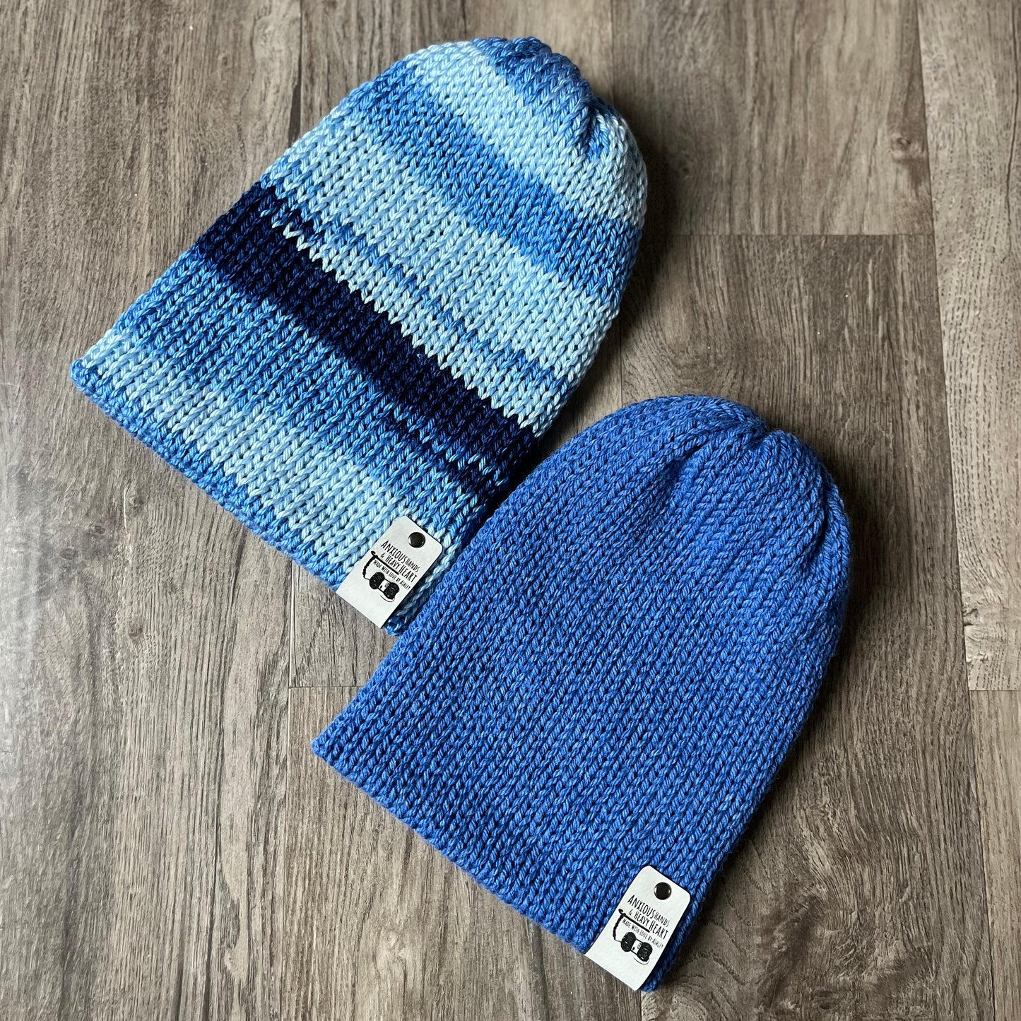 Adult Knitting Machine Beanie - Blue Multicolor