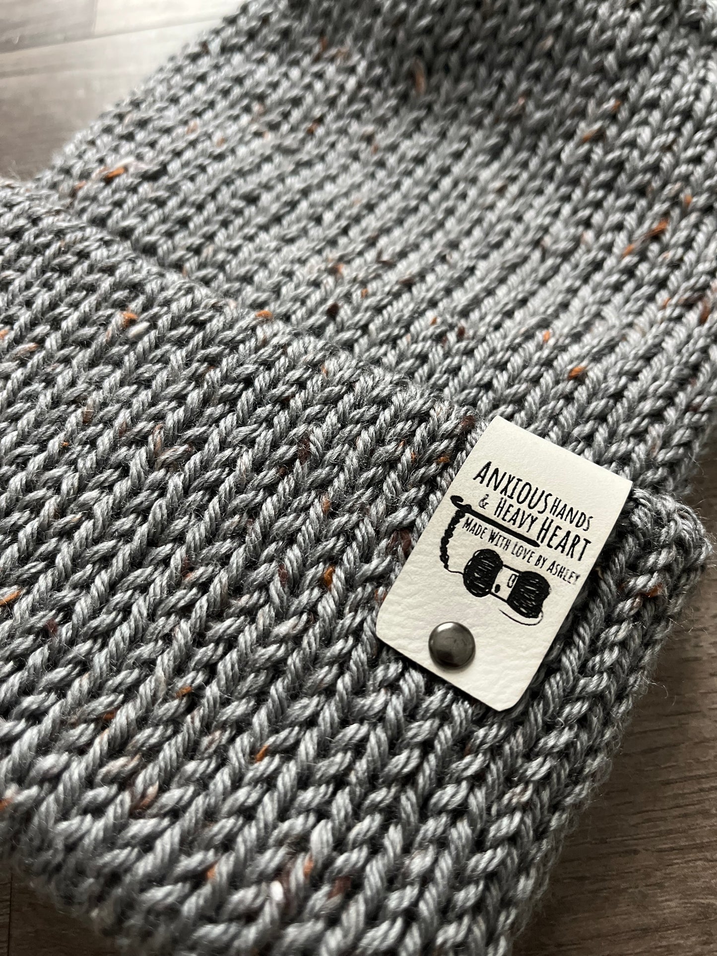 Adult Knitting Machine Beanie - Charcoal Tweed