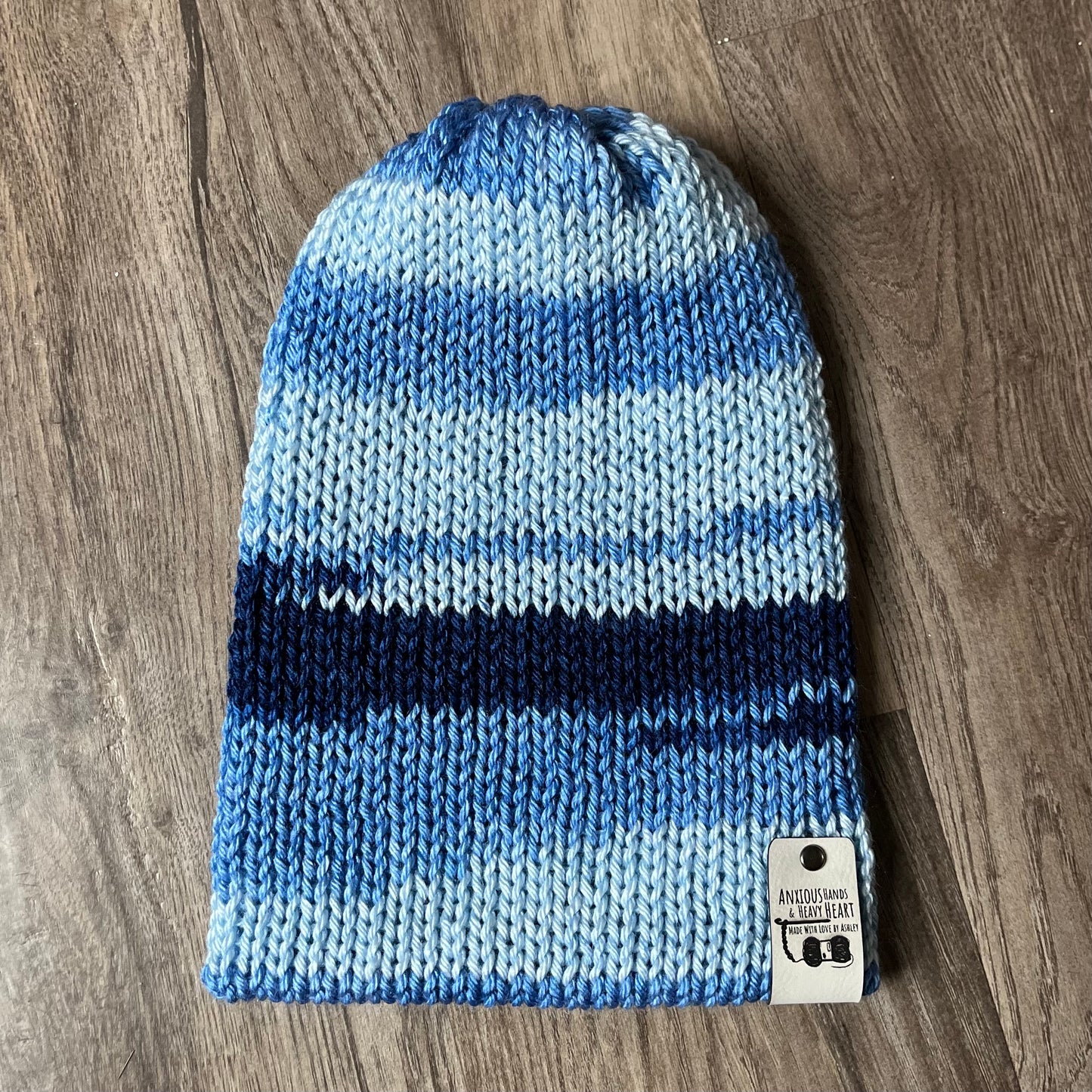 Adult Knitting Machine Beanie - Blue Multicolor