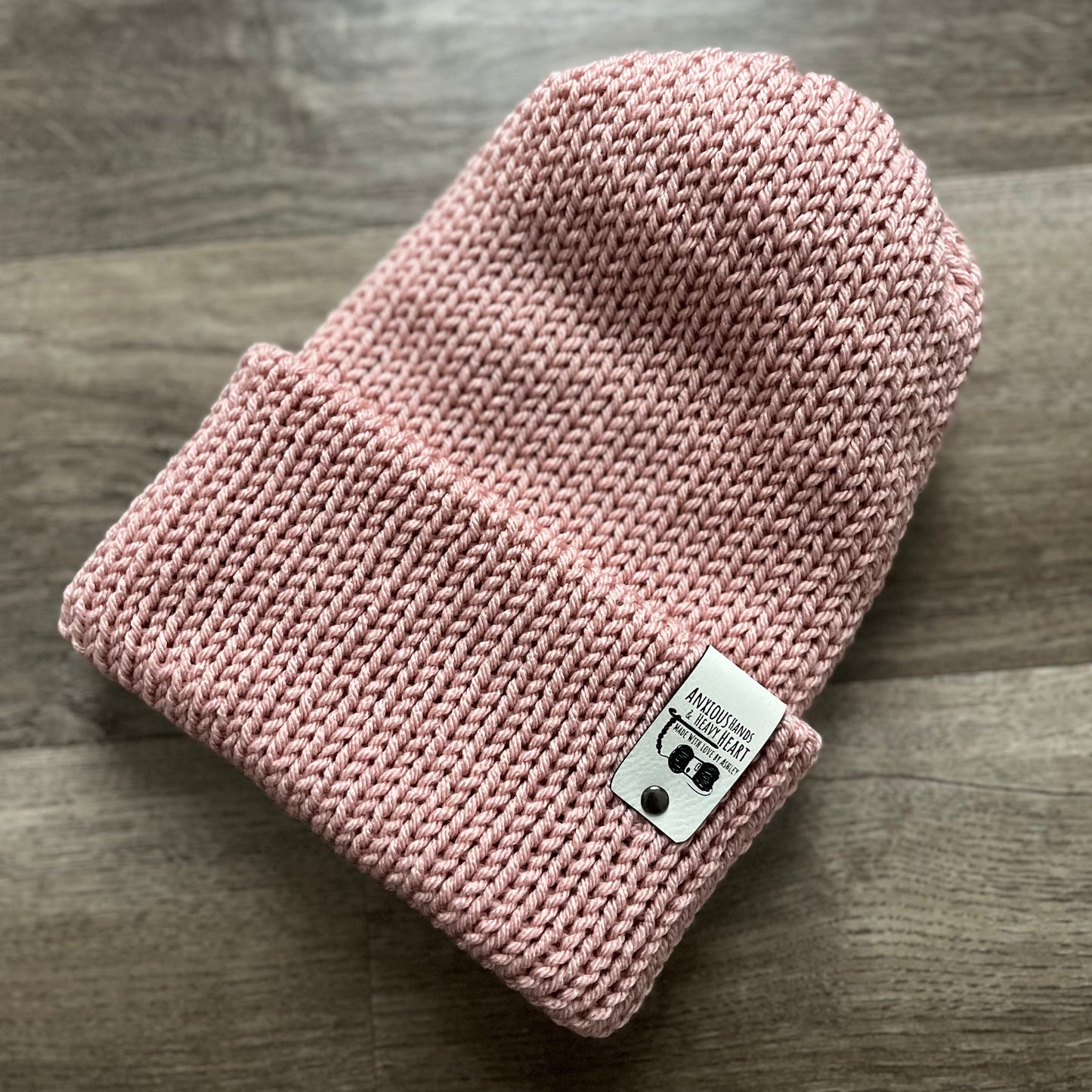 Adult Knitting Machine Beanie - Dusty Rose