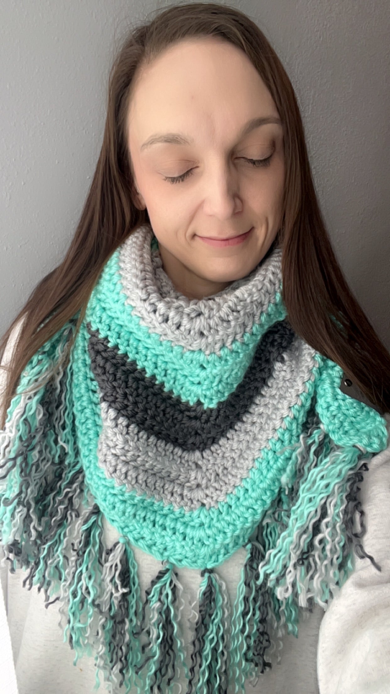 Teal & Grey Shawl Scarf