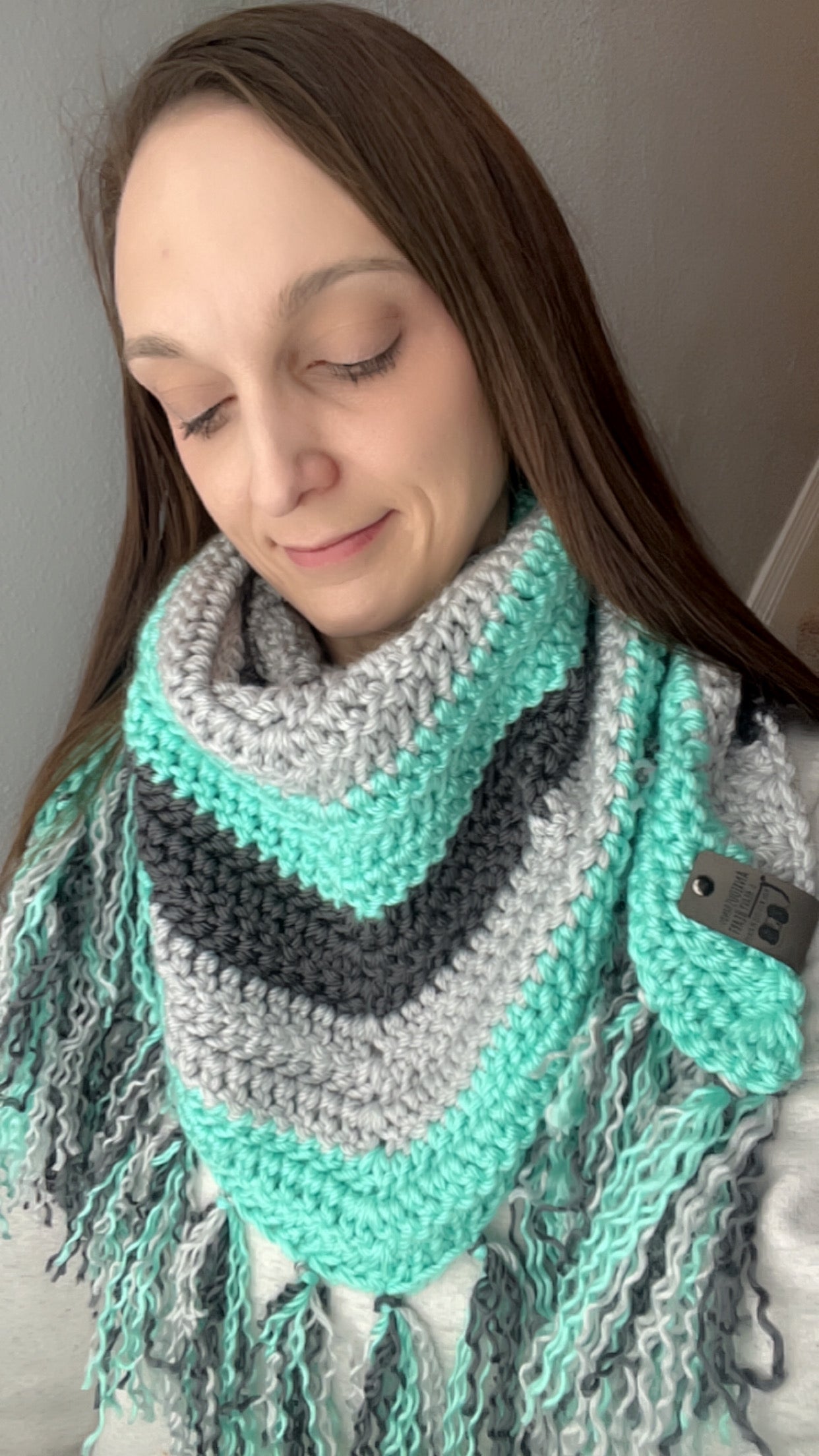 Teal & Grey Shawl Scarf