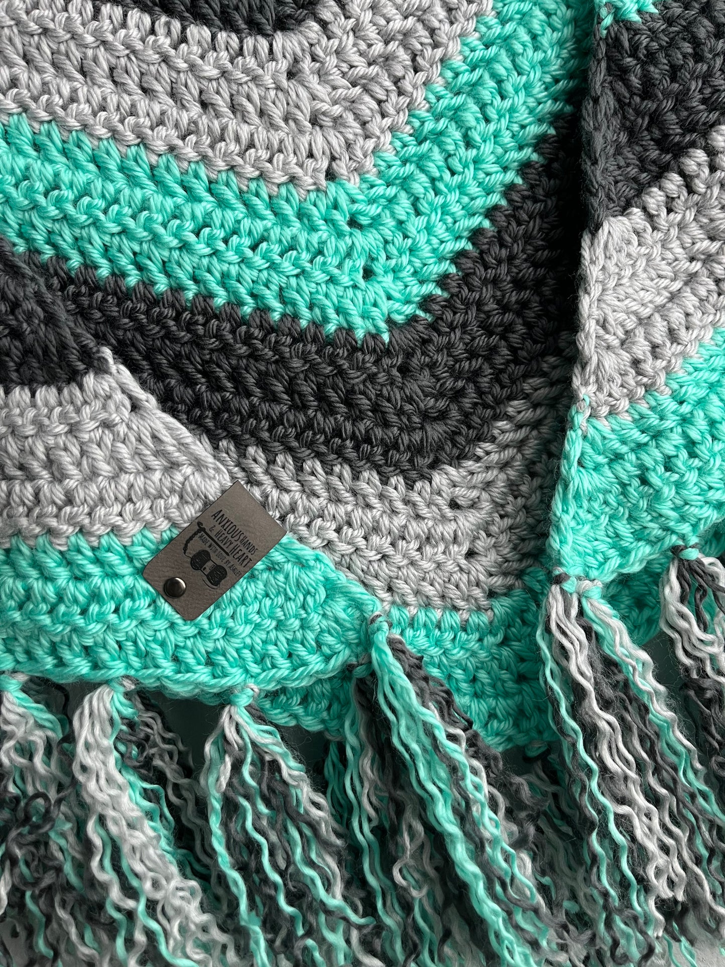 Teal & Grey Shawl Scarf