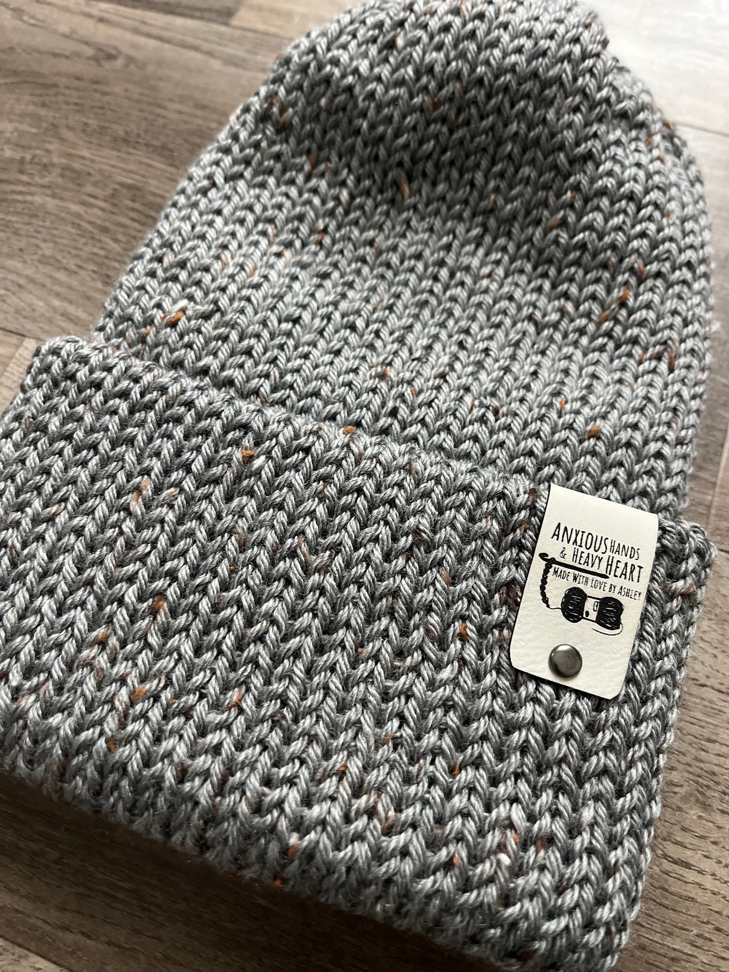 Adult Knitting Machine Beanie - Charcoal Tweed