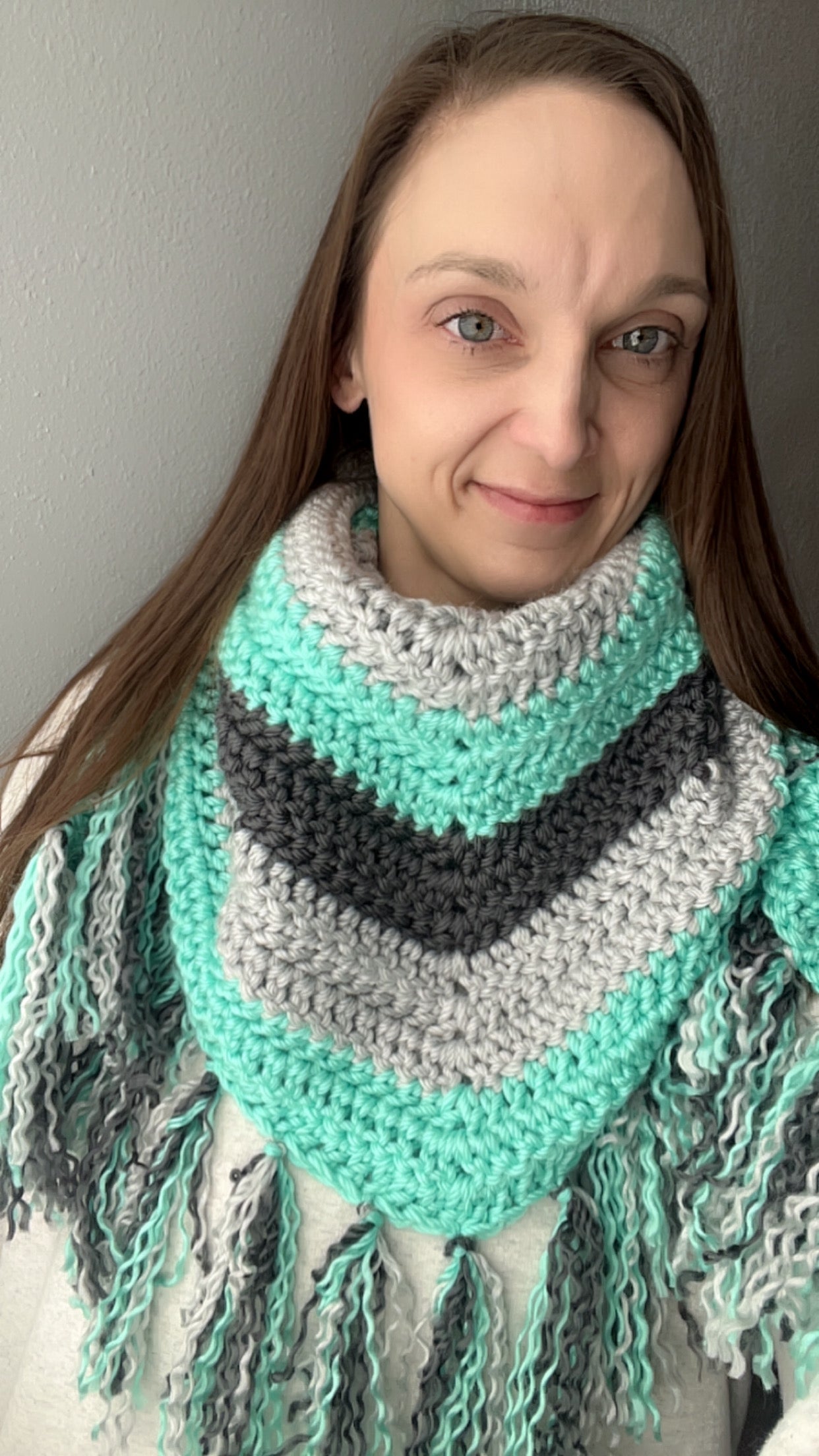 Teal & Grey Shawl Scarf