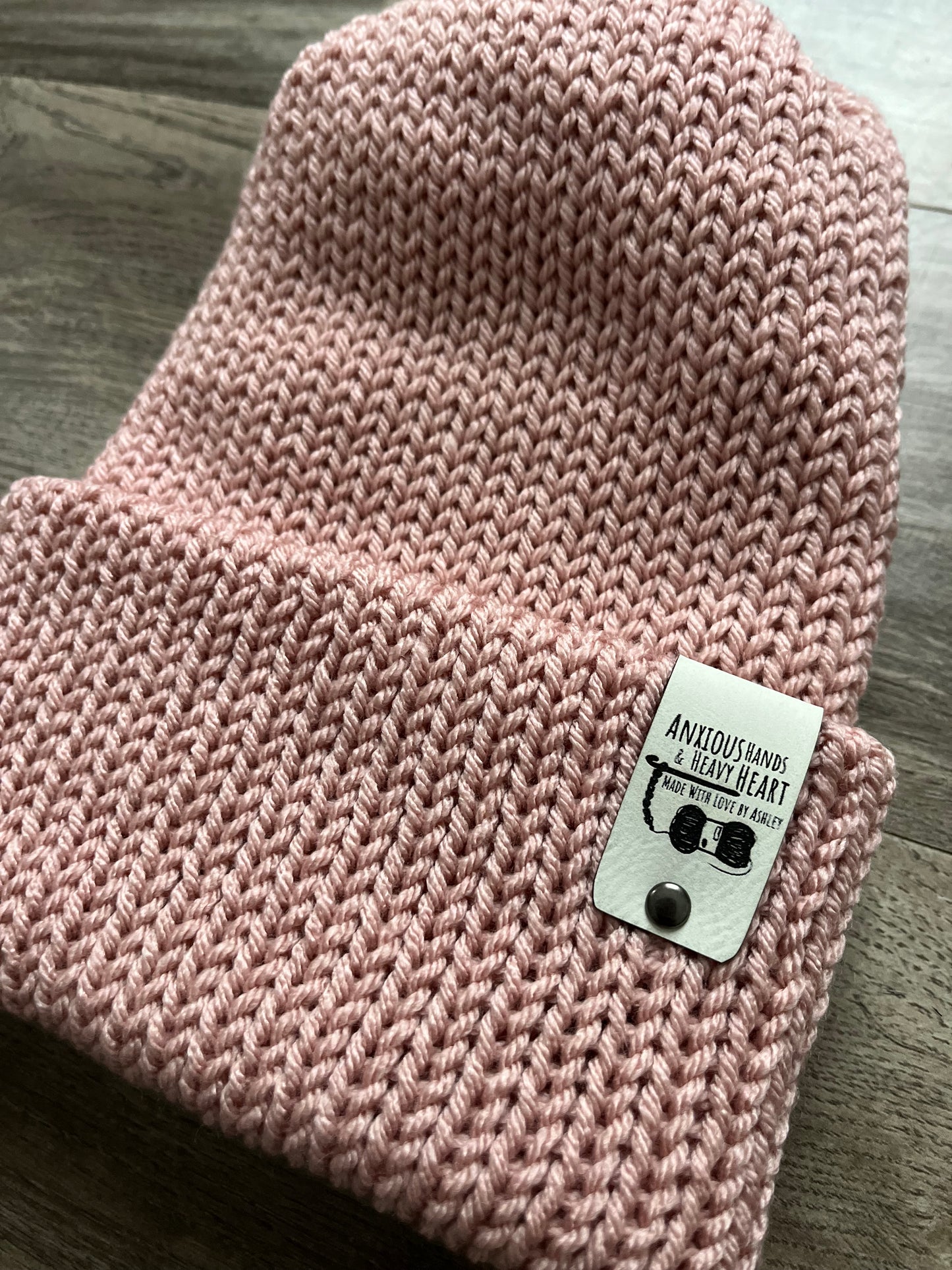 Adult Knitting Machine Beanie - Dusty Rose