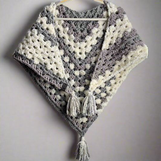 Bulky Boho Shawl Scarf - Neutral