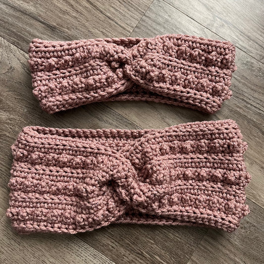 Sparkle Rose Matching Mommy & Mini Crochet Twisted Headband Set